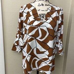 Alfani Printed Ruffle-Sleeve T Abstract Layers